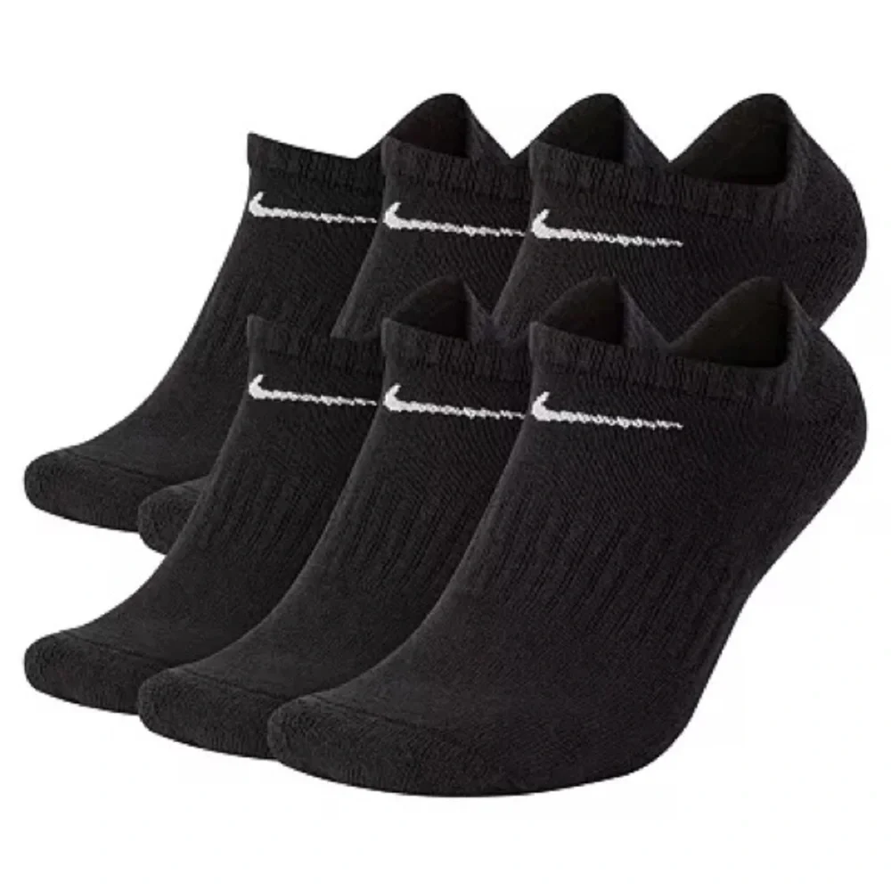 12 pairs Nike everyday Cotton Cushioned No Show Socks drifit Black SX7675-010